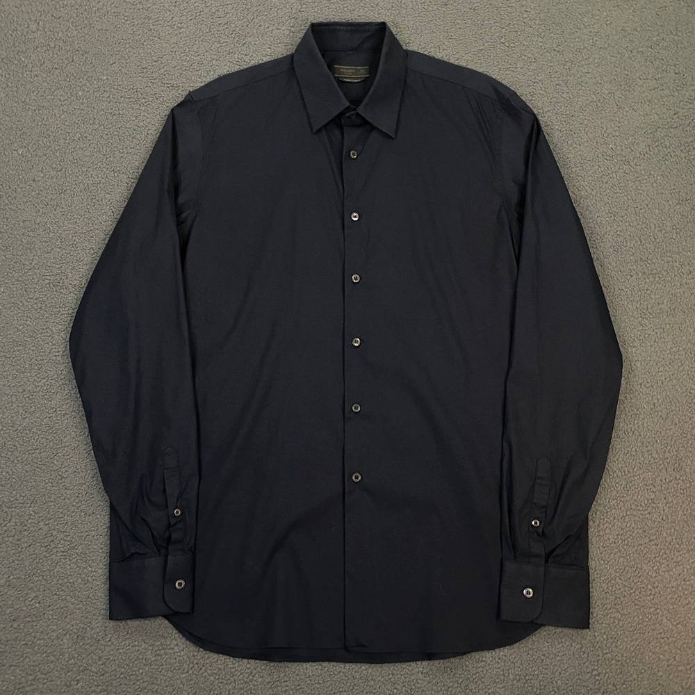 Prada Shirt Men 17.5/44 Long Sleeve Stretch Performance Dress Button Up Italy